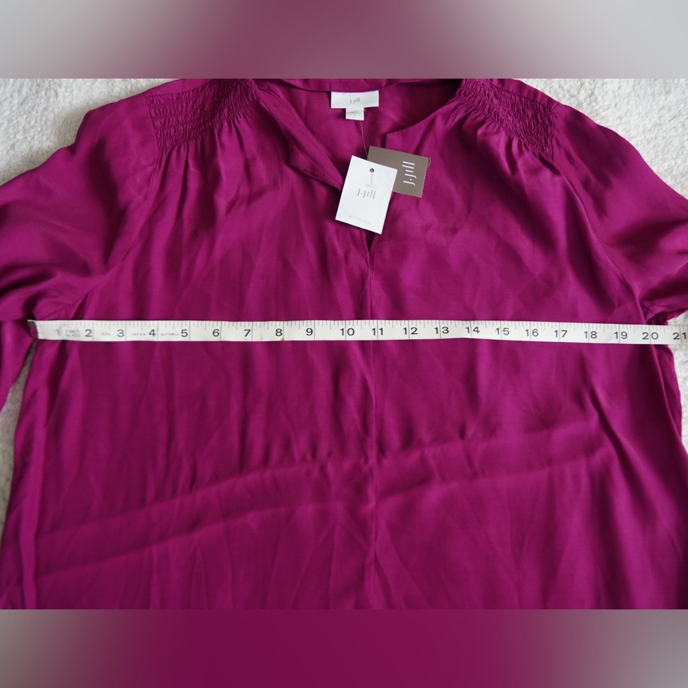 J. Jill purple Smocked A-Line Blouse Women’s Small Long Sleeve NEW with tag - Picture 4 of 5